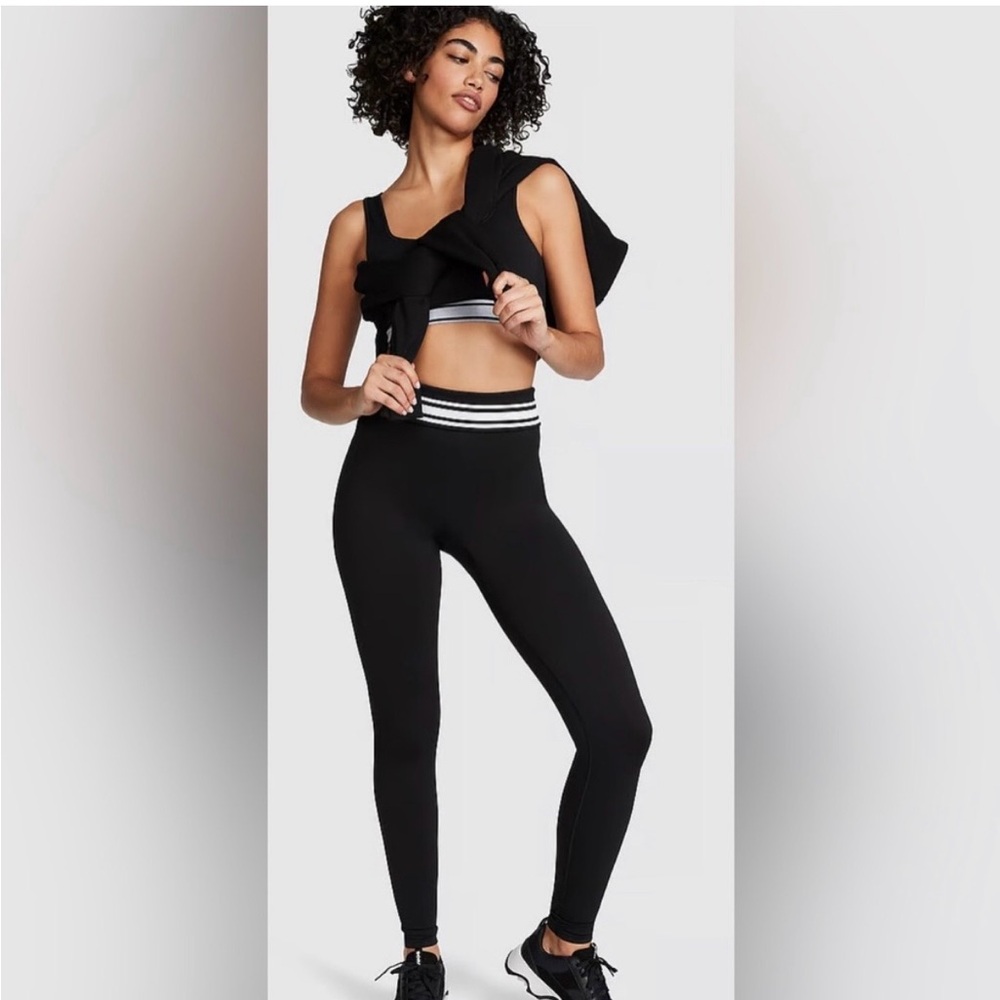 Victoria’s Secret Pink Black & White Fold Over Leggings